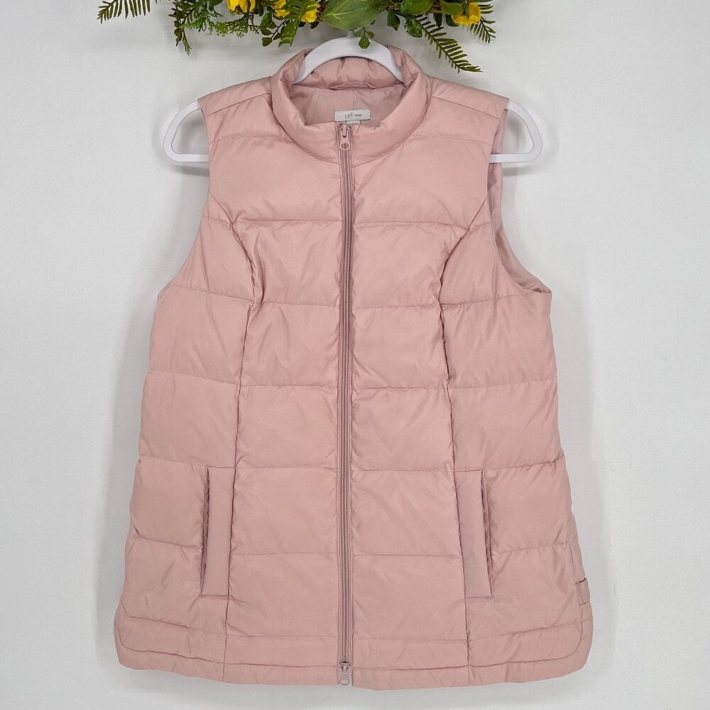 J. Jill Down Puffer‎ Vest Down Filled Size Petite Small Pink Sleeveless Zip Up